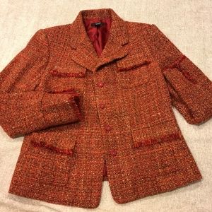 Alfani Womens Tweed Blazer Jacket Classy Vintage